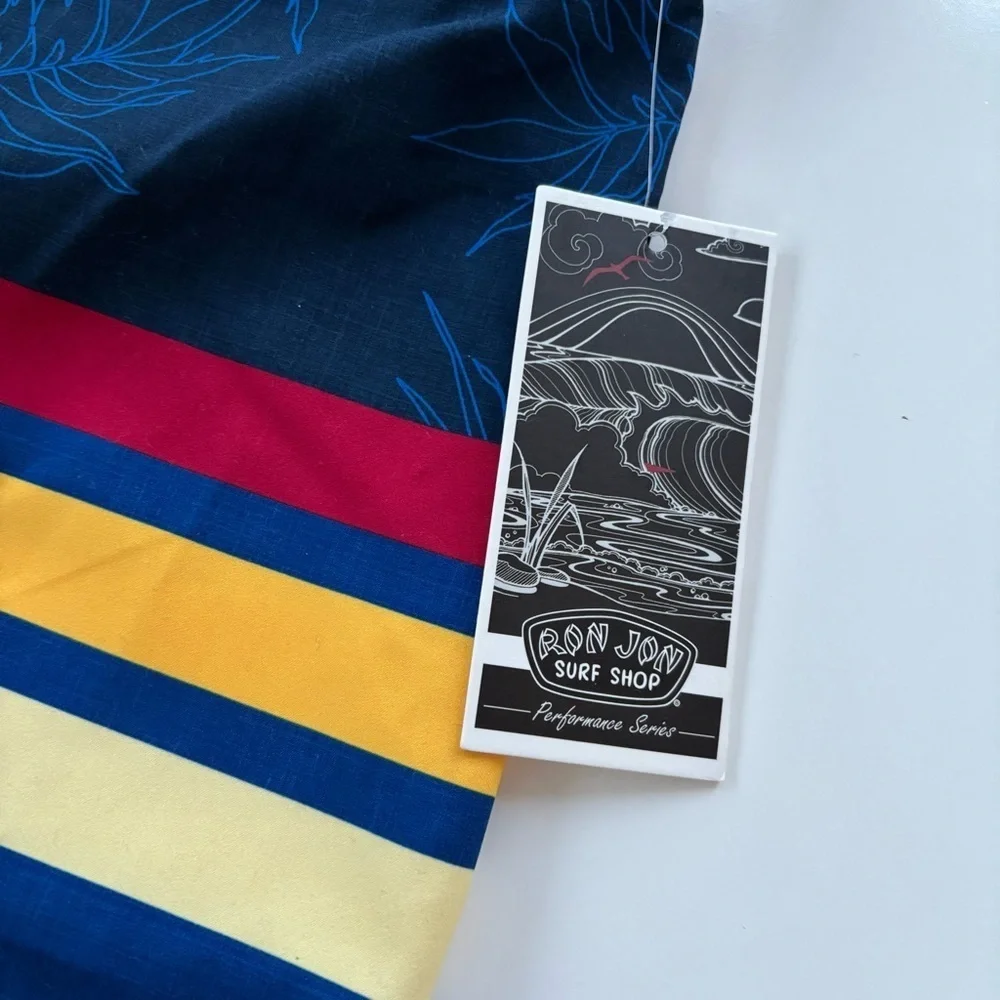Ron Jon Men's Blue Yellow Red Striped Surf Shorts Board Shorts Size 20, NWT NEW